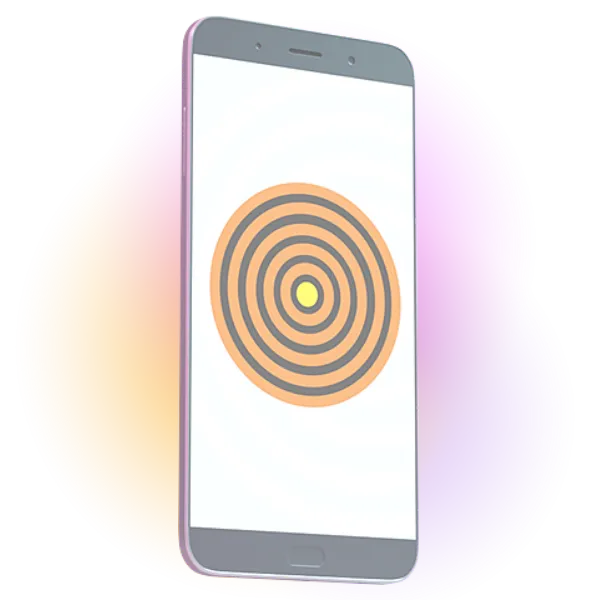 A 3D image of a modern smartphone with a spiral in the centre.