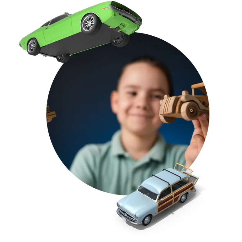 boy playing with cars