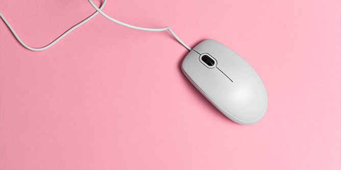 white mouse on pink background