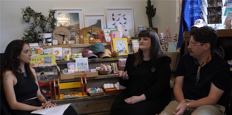 Interview taking place at Dick's General Store