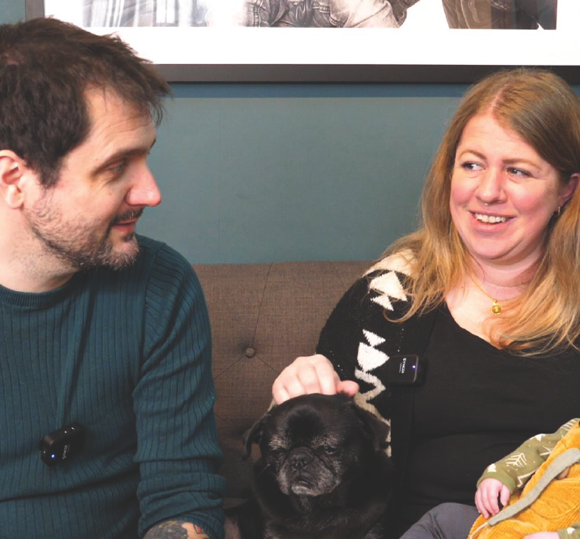 Owners of Rolf and co with their black pug